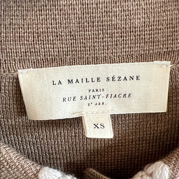 Sezane Camel Cardigan with White Detailing - Picture 3 of 6